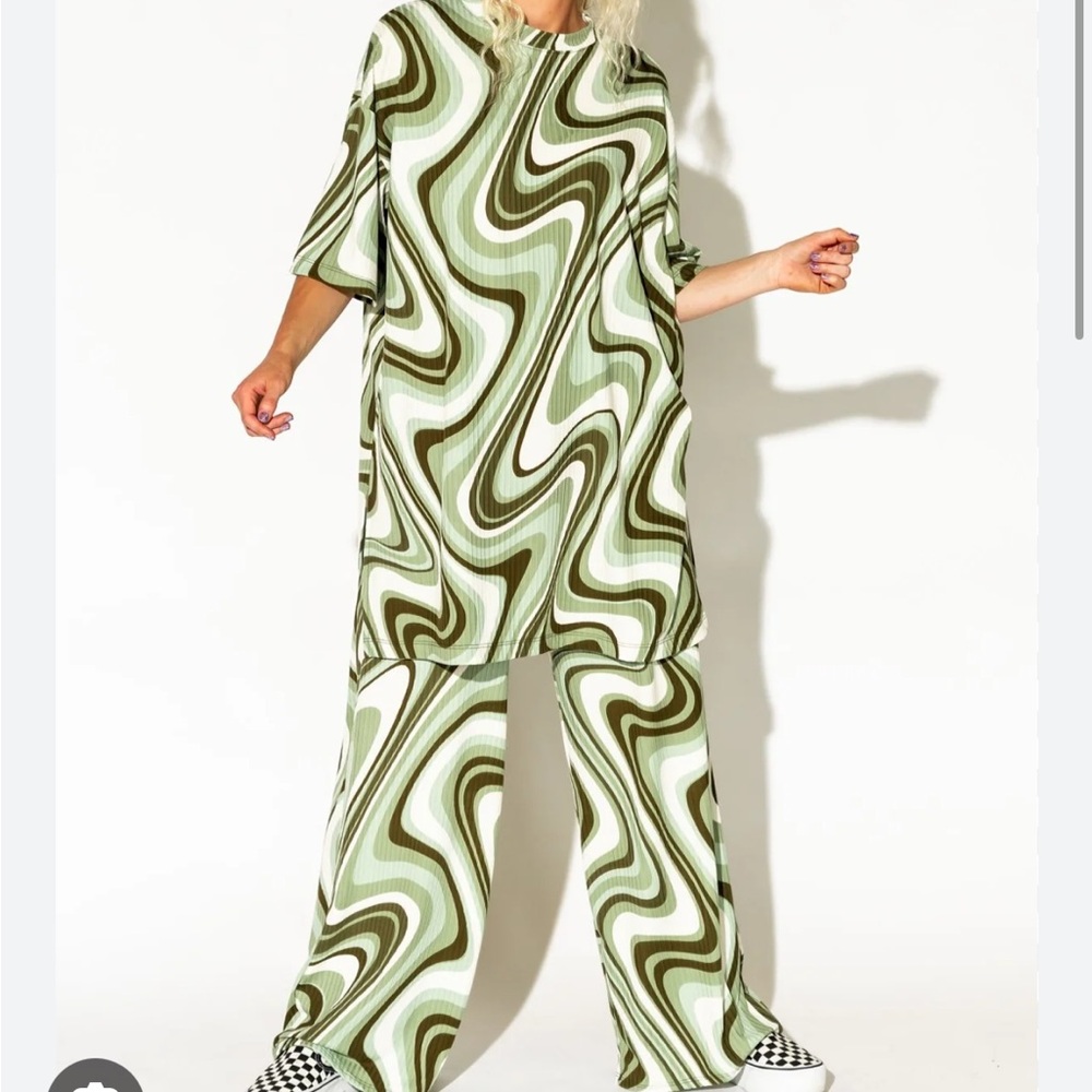 Dressed in LALA Olive Swirl Wide Leg Jumpsuit